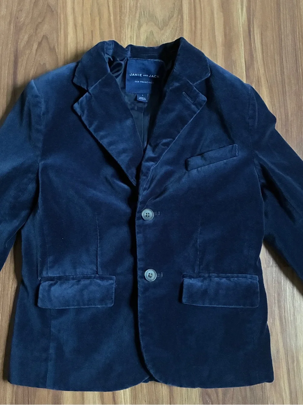 Janie and Jack Boys Velvet Blazer Jacket Dark Marine Navy Blue Luxury Size 7